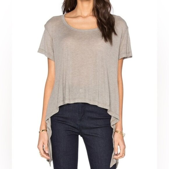Revolve LNA Ribbon Tee Top T-Shirt Asymmetric Hem Short Sleeve Tie up Sides XS - Picture 1 of 16